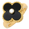 ヴァンクリーフアーペル Van Cleef & Arpels ヴィンテージ アルハンブラ VCARA41050 ブラックXイエローゴールド K18YG ダイヤモンド オニキス #51(JP11) リング 指輪 1Pダイヤ オニキス 11号