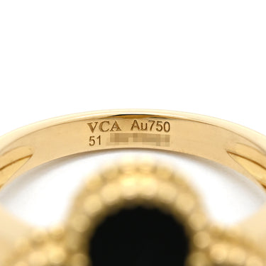 ヴァンクリーフアーペル Van Cleef & Arpels ヴィンテージ アルハンブラ VCARA41050 ブラックXイエローゴールド K18YG ダイヤモンド オニキス #51(JP11) リング 指輪 1Pダイヤ オニキス 11号