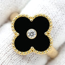 ヴァンクリーフアーペル Van Cleef & Arpels ヴィンテージ アルハンブラ VCARA41050 ブラックXイエローゴールド K18YG ダイヤモンド オニキス #51(JP11) リング 指輪 1Pダイヤ オニキス 11号
