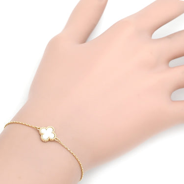 ヴァンクリーフアーペル Van Cleef & Arpels スウィート アルハンブラ VCARF68800 パールホワイト×イエローゴールド K18YG マザーオブパール ブレスレット K18 18金 パール