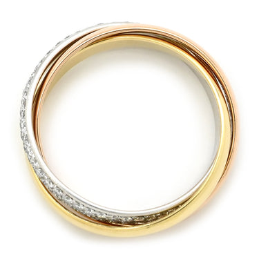 カルティエ Cartier トリニティ SM セミパヴェ ダイヤ ホワイトゴールド×イエローゴールド×ピンクゴールド K18WG K18YG K18PG ダイヤモンド #53(JP13) リング 指輪 3カラー 3連 18K 750 13号