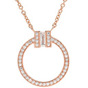 ティファニー Tiffany & Co T ダイヤ ペンダント ローズゴールド K18PG ダイヤモンド ネックレス ピンクゴールド サークル ラウンド バケットカット ブリリアントカット