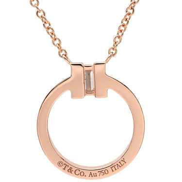 ティファニー Tiffany & Co T ダイヤ ペンダント ローズゴールド K18PG ダイヤモンド ネックレス ピンクゴールド サークル ラウンド バケットカット ブリリアントカット