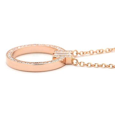 ティファニー Tiffany & Co T ダイヤ ペンダント ローズゴールド K18PG ダイヤモンド ネックレス ピンクゴールド サークル ラウンド バケットカット ブリリアントカット