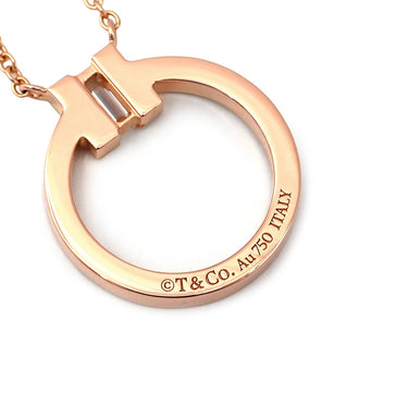 ティファニー Tiffany & Co T ダイヤ ペンダント ローズゴールド K18PG ダイヤモンド ネックレス ピンクゴールド サークル ラウンド バケットカット ブリリアントカット