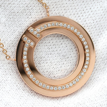 ティファニー Tiffany & Co Tトゥー サークル ペンダント ダイヤ ローズゴールド K18PG ダイヤモンド ネックレス ピンクゴールド T＆Co. ラウンド