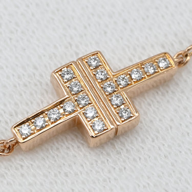 ティファニー Tiffany & Co T TWO ダイヤ ダブルチェーン ローズゴールド K18PG ダイヤモンド ブレスレット ピンクゴールド 750 18K PG 二連ブレス