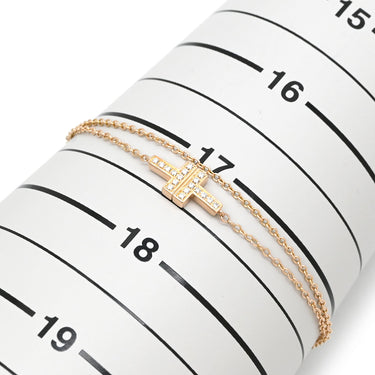 ティファニー Tiffany & Co T TWO ダイヤ ダブルチェーン ローズゴールド K18PG ダイヤモンド ブレスレット ピンクゴールド 750 18K PG 二連ブレス