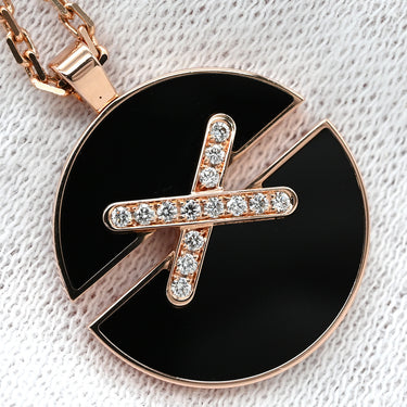ショーメ CHAUMET ジュ ドゥ リアン ハーモニー MM ブラック×ピンクゴールド K18PG ダイヤモンド オニキス ネックレス メダル 750 18K PG ダイヤ オニキス