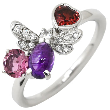 ショーメ CHAUMET アトラップモワ ホワイトゴールド K18WG ダイヤモンド アメシスト ピンクトルマリン ガーネット #53(JP13) リング 指輪 750 WG 18K マルチストーン ミツバチ 12.5号