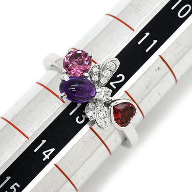 ショーメ CHAUMET アトラップモワ ホワイトゴールド K18WG ダイヤモンド アメシスト ピンクトルマリン ガーネット #53(JP13) リング 指輪 750 WG 18K マルチストーン ミツバチ 12.5号