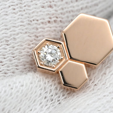ショーメ CHAUMET ビー ドゥ ショーメ ダイヤ 083985-000 ピンクゴールド K18PG ダイヤモンド ピアス 1石 ビーマイラブ ハニカム