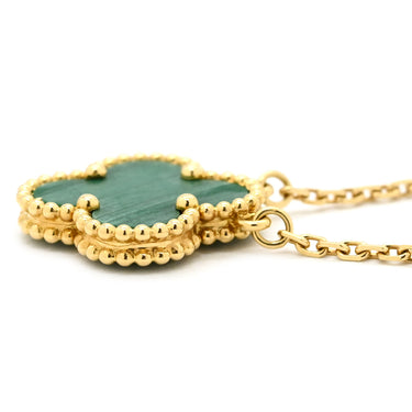 ヴァンクリーフアーペル Van Cleef & Arpels ヴィンテージ アルハンブラ VCARO9VA00 グリーン×イエローゴールド K18YG マラカイト ネックレス Au750 18K YG 緑 マラカイト マット