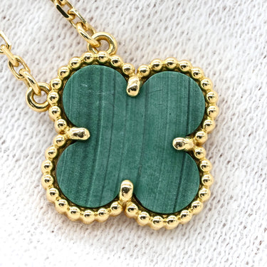 ヴァンクリーフアーペル Van Cleef & Arpels ヴィンテージ アルハンブラ VCARO9VA00 グリーン×イエローゴールド K18YG マラカイト ネックレス Au750 18K YG 緑 マラカイト マット