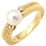 ミキモト MIKIMOTO パール ダイヤ デザインリング パールホワイト×イエローゴールド K18YG パール ダイヤモンド リング 指輪 TASAKI 真珠 1P 1粒 Au750 18K YG 2Pダイヤ 10.5号