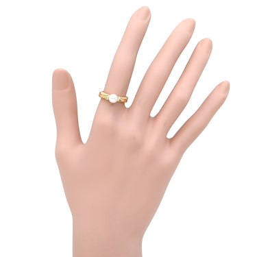 ミキモト MIKIMOTO パール ダイヤ デザインリング パールホワイト×イエローゴールド K18YG パール ダイヤモンド リング 指輪 TASAKI 真珠 1P 1粒 Au750 18K YG 2Pダイヤ 10.5号
