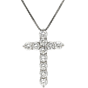 ノンブランド NON BRAND ダイヤモンド 2.06ct クロスペンダント プラチナシルバー Pt900 ダイヤモンド Pt850(チェーン) ネックレス 十字架 CROSS 11石 11P 11粒 ラウンドブリリアント