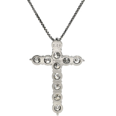 ノンブランド NON BRAND ダイヤモンド 2.06ct クロスペンダント プラチナシルバー Pt900 ダイヤモンド Pt850(チェーン) ネックレス 十字架 CROSS 11石 11P 11粒 ラウンドブリリアント