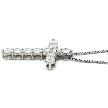 ノンブランド NON BRAND ダイヤモンド 2.06ct クロスペンダント プラチナシルバー Pt900 ダイヤモンド Pt850(チェーン) ネックレス 十字架 CROSS 11石 11P 11粒 ラウンドブリリアント