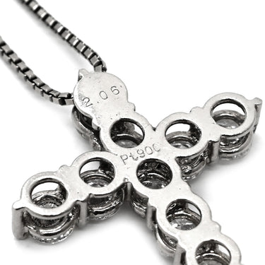 ノンブランド NON BRAND ダイヤモンド 2.06ct クロスペンダント プラチナシルバー Pt900 ダイヤモンド Pt850(チェーン) ネックレス 十字架 CROSS 11石 11P 11粒 ラウンドブリリアント