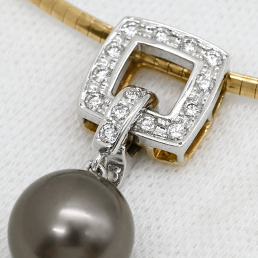 タサキ TASAKI パール ダイヤ グレー×ホワイトゴールド×イエローゴールド K18WG K18YG パール ダイヤモンド ネックレス 1粒 真珠 ドロップ スウィング リバーシブル