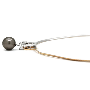 タサキ TASAKI パール ダイヤ グレー×ホワイトゴールド×イエローゴールド K18WG K18YG パール ダイヤモンド ネックレス 1粒 真珠 ドロップ スウィング リバーシブル