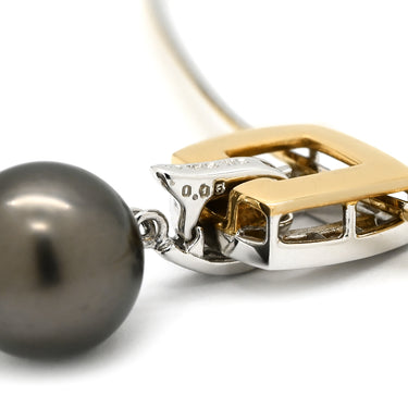 タサキ TASAKI パール ダイヤ グレー×ホワイトゴールド×イエローゴールド K18WG K18YG パール ダイヤモンド ネックレス 1粒 真珠 ドロップ スウィング リバーシブル