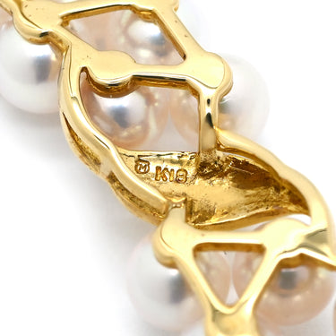 ミキモト MIKIMOTO パール デザインブローチ パールホワイト×イエローゴールド K18YG パール ブローチ 白 Au750 18K 18金 YG 真珠
