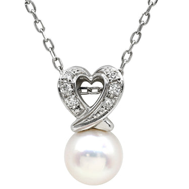 ミキモト MIKIMOTO パール ダイヤ ペンダント パールホワイト×ホワイトゴールド K18WG パール ダイヤモンド ネックレス MIKIMOTO 真珠 1粒 Au750 WG