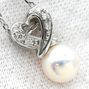 ミキモト MIKIMOTO パール ダイヤ ペンダント パールホワイト×ホワイトゴールド K18WG パール ダイヤモンド ネックレス MIKIMOTO 真珠 1粒 Au750 WG