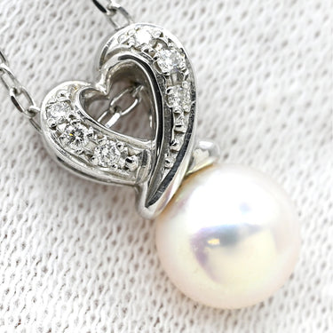 ミキモト MIKIMOTO パール ダイヤ ペンダント パールホワイト×ホワイトゴールド K18WG パール ダイヤモンド ネックレス MIKIMOTO 真珠 1粒 Au750 WG