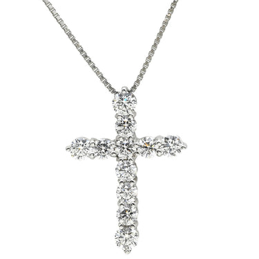 ノンブランド NON BRAND ダイヤモンド 1.010ct クロスペンダント プラチナシルバー Pt900 ダイヤモンド Pt850(チェーン) ネックレス 十字架 CROSS 11石 11P 11粒 ハート＆キューピッド