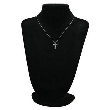 ノンブランド NON BRAND ダイヤモンド 1.010ct クロスペンダント プラチナシルバー Pt900 ダイヤモンド Pt850(チェーン) ネックレス 十字架 CROSS 11石 11P 11粒 ハート＆キューピッド
