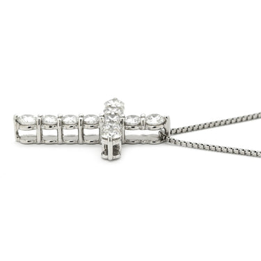 ノンブランド NON BRAND ダイヤモンド 1.010ct クロスペンダント プラチナシルバー Pt900 ダイヤモンド Pt850(チェーン) ネックレス 十字架 CROSS 11石 11P 11粒 ハート＆キューピッド