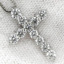 ノンブランド NON BRAND ダイヤモンド 1.010ct クロスペンダント プラチナシルバー Pt900 ダイヤモンド Pt850(チェーン) ネックレス 十字架 CROSS 11石 11P 11粒 ハート＆キューピッド