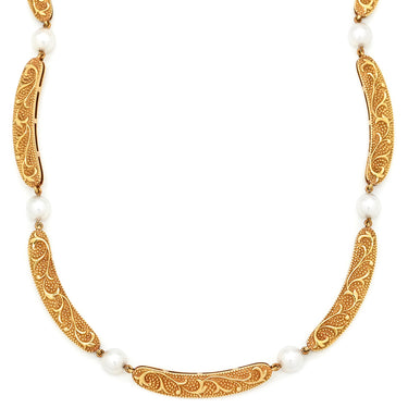 ミキモト MIKIMOTO K18 パール デザインネックレス パールホワイト×イエローゴールド パール K18YG ネックレス 真珠 18K 750 YG