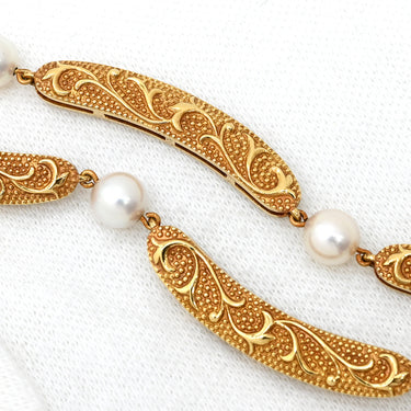 ミキモト MIKIMOTO K18 パール デザインネックレス パールホワイト×イエローゴールド パール K18YG ネックレス 真珠 18K 750 YG