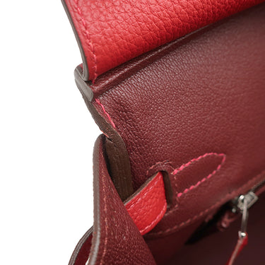 エルメス HERMES バーキン 25 ヴェルソ ルージュカザック×ルージュアッシュ トゴ ハンドバッグ シルバー金具 赤 ボルドー バイカラー