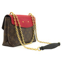 ルイヴィトン LOUIS VUITTON サン プラシード M43713 スリーズ モノグラムキャンバス レザー ショルダーバッグ ゴールド金具 茶 赤 チェーンバッグ