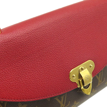 ルイヴィトン LOUIS VUITTON サン プラシード M43713 スリーズ モノグラムキャンバス レザー ショルダーバッグ ゴールド金具 茶 赤 チェーンバッグ