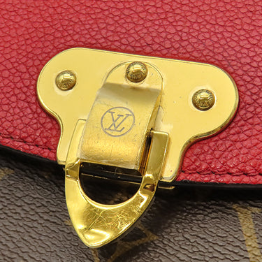 ルイヴィトン LOUIS VUITTON サン プラシード M43713 スリーズ モノグラムキャンバス レザー ショルダーバッグ ゴールド金具 茶 赤 チェーンバッグ