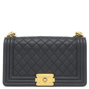 シャネル CHANEL ボーイシャネル25 A67086 ブラック キャビアスキン ショルダーバッグ ゴールド金具 黒 チェーンバッグ