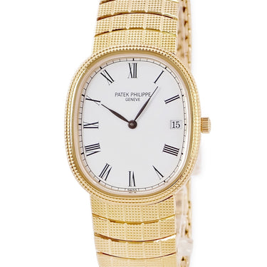 腕時計 パテックフィリップ PATEK PHILIPPE ゴールデン エリプス 3931/10 クオーツ メンズ K18YG無垢 ホワイト デイト ヴィンテージ
