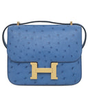 エルメス HERMES コンスタンス3 ミニ ブルーブルーエ オーストリッチ ショルダーバッグ ゴールド金具 青