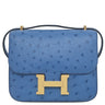 エルメス HERMES コンスタンス3 ミニ ブルーブルーエ オーストリッチ ショルダーバッグ ゴールド金具 青