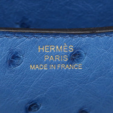 エルメス HERMES コンスタンス3 ミニ ブルーブルーエ オーストリッチ ショルダーバッグ ゴールド金具 青