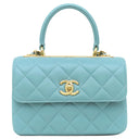 シャネル CHANEL トレンディCC ミニ トップハンドル AS4654 ライトブルー ラムスキン ショルダーバッグ ゴールド金具 水色 ココマーク