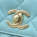 シャネル CHANEL トレンディCC ミニ トップハンドル AS4654 ライトブルー ラムスキン ショルダーバッグ ゴールド金具 水色 ココマーク