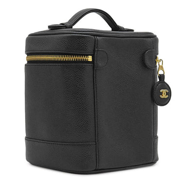 シャネル CHANEL ココマーク ミニ バニティ A01998 ブラック キャビアスキン ハンドバッグ ゴールド金具 ヴァニティ