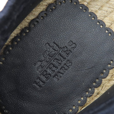 エルメス HERMES グァパ エスパドリーユ 231140Z ブルーブリュット×マリン デニム ロープ #35 靴 フラットシューズ アンクルリボン スリッポン